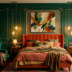 Turnkey Intentional Maximalism Bedroom Design (Moodboard and shopping guide with links, plan).